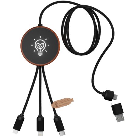 SCX.design C40 3-in-1 Ladekabel aus rPET mit 10W Ladepad und Leuchtlogo