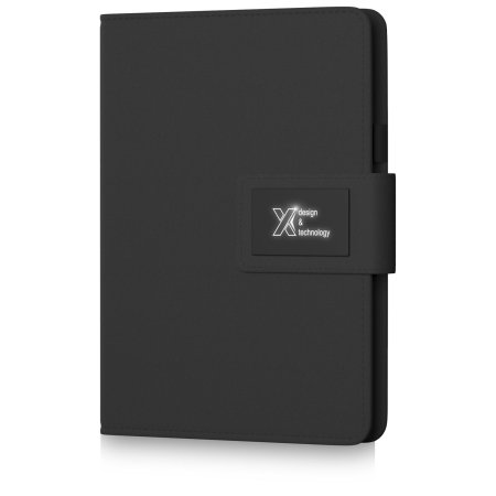 SCX.design O16 A5 Notizbuch mit Powerbank und Leuchtlogo