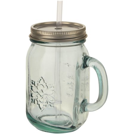 Juggo Becher mit Trinkhalm aus recyceltem Glas