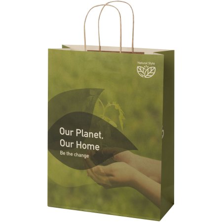 Papiertüte 150 g/m² aus landwirtschaftlichen Reststoffen mit gedrehten Griffen – XXL 