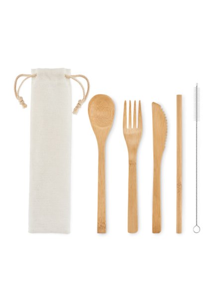 Camping Besteck-Set aus Bambus