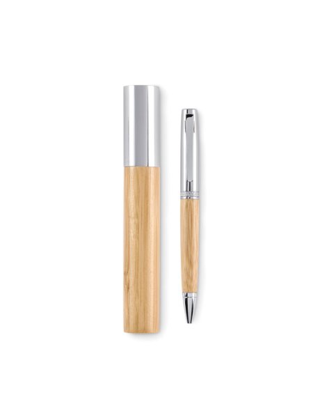 Kugelschreiber Metall/Bambus