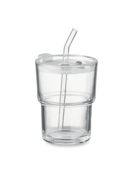 Glasbecher mit Trinkhalm 400ml
