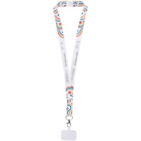 Addie RPET Sublimation Lanyard mit Telefonhalterung und Sicherheitsverschluss
