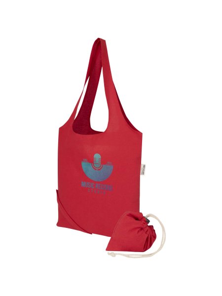 Madras-Mischgewebe, 140 g/m², GRS-zertifizierte, faltbare Baumwoll-Tragetasche, 7 l